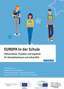 Titelblatt in Blau mit drei jungen Lernenden.