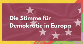Banner 'Die Stimme für Demokratie in Europa'