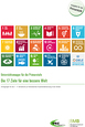 Weiße Umschlagseite mit den 17 farbigen Icons der 17 SDGs.