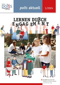 Szenen freiwilliger Arbeit: Kinder sammeln Müll, helfen älteren Menschen, servieren Essen.