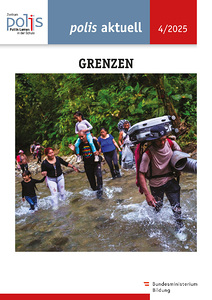 Titelblatt mit einer Abbildung von Menschen, die einen Fluss im Darién Gap an der Grenze zwischen Nordamerika und Südamerika durchqueren.