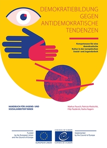Abstraktes Titelbild in Gelb mit Gestaltungselementen wie Auge, Hände oder Strahlen.