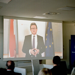 Bildungsminister Martin Polaschek  begrüßte die Teilnehmenden mittels Videobotschaft.