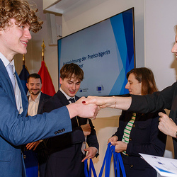 Verleihung Preis ' Wir sind Europa', im Bild Preisträger VBS Schönborngasse Martin Grunt