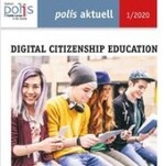 Ausschnitt polis aktuell 1/20 DCE, abgebildet sind junge sitzende Menschen, die mit ihrem Handy hantieren.