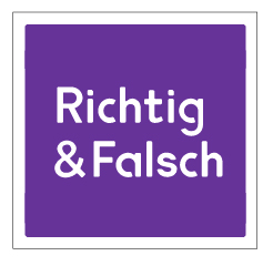 Logo von Richtig & Falsch, dem Podcast für Politische Bildung. Weiße Schrift auf violettem Hintergrund.