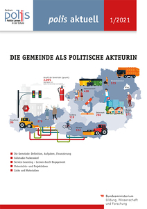 Stilisierte Österreichkarte in Grautönen, auf der die Anzahl der Gemeinden pro Bundesland und in Österreich gesamt vermerkt ist. Auf der Karte verteilt sind kleine Illustrationen wie Ampel, Feuerlöscher, Bagger etc.).