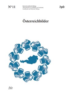 Weiße Titelseite. In der Mitte in blauer Farbe: eine Österreichkarte, die von Fotoapparaten umgeben ist.
