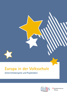 Blaue Umschlagseite mit gelben, weißen und blau gestreiften Sternen als Gestaltungselemente. 