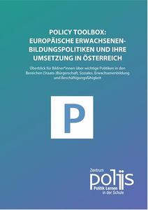 Titelblatt der Policy Toolbox in Blauschattierungen und einem großen P für Policy als schmückendem Element.