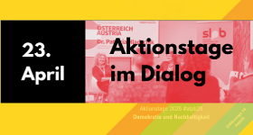Banner Aktionstage im Dialog, gelber Hintergrund