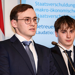 Präsentation Preisträger VBS Schönborngasse, im Bild Julius Lohberger und Bruno Bodrozic